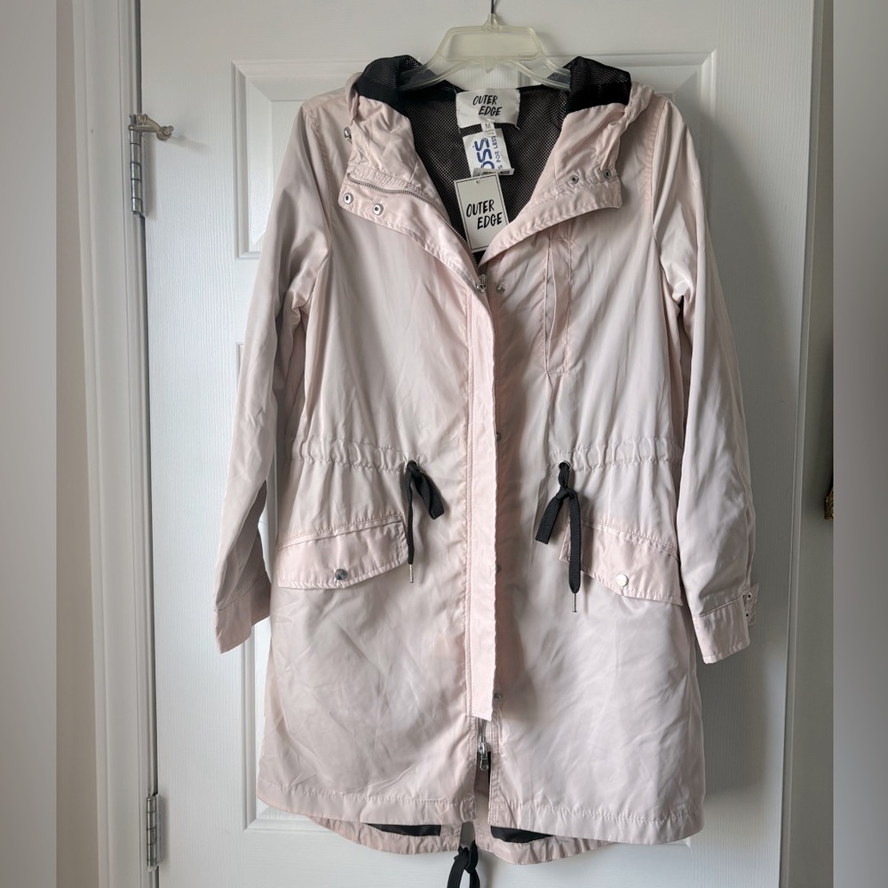 NWT Outer Edge Light Pink Hooded Rain Jacket